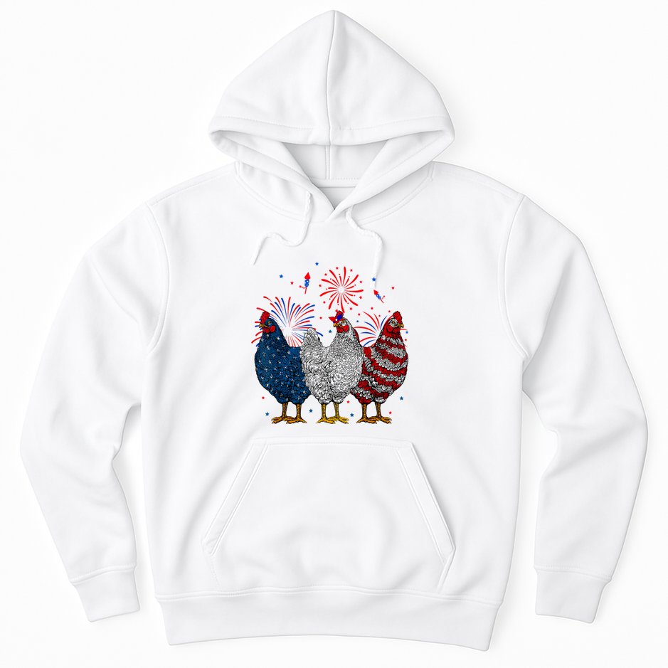 4th Of July Chicken Usa Flag Patriotic Chicken Lover Gift Hoodie