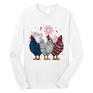 4th Of July Chicken Usa Flag Patriotic Chicken Lover Gift Long Sleeve Shirt