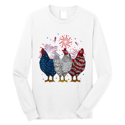 4th Of July Chicken Usa Flag Patriotic Chicken Lover Gift Long Sleeve Shirt
