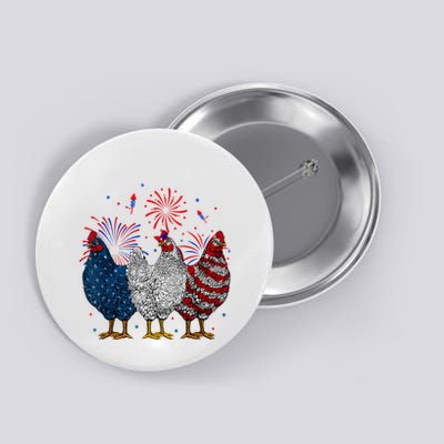4th Of July Chicken Usa Flag Patriotic Chicken Lover Gift Button