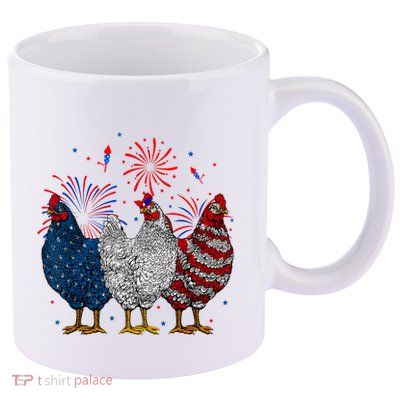 4th Of July Chicken Usa Flag Patriotic Chicken Lover Gift 11oz C Handle Ceramic Mug