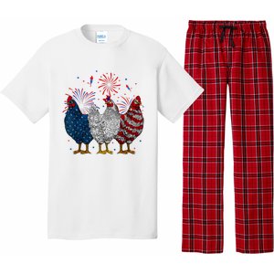 4th Of July Chicken Usa Flag Patriotic Chicken Lover Gift Pajama Set