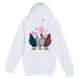 4th Of July Chicken Usa Flag Patriotic Chicken Lover Gift Premium Pullover Hoodie