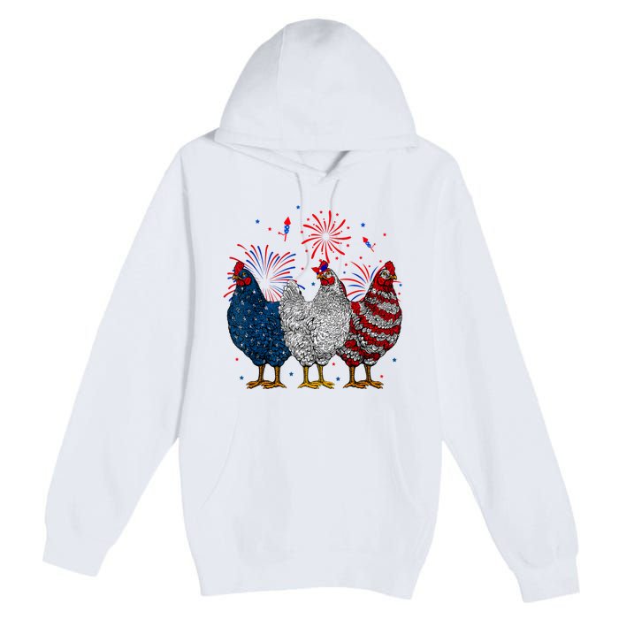 4th Of July Chicken Usa Flag Patriotic Chicken Lover Gift Premium Pullover Hoodie