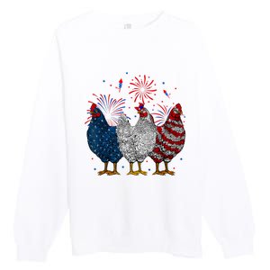 4th Of July Chicken Usa Flag Patriotic Chicken Lover Gift Premium Crewneck Sweatshirt