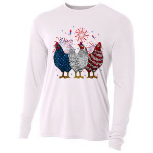 4th Of July Chicken Usa Flag Patriotic Chicken Lover Gift Cooling Performance Long Sleeve Crew