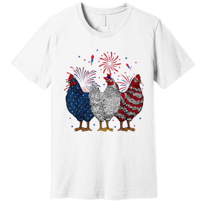 4th Of July Chicken Usa Flag Patriotic Chicken Lover Gift Premium T-Shirt