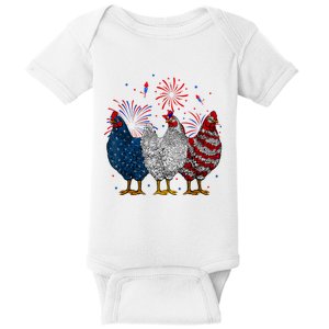 4th Of July Chicken Usa Flag Patriotic Chicken Lover Gift Baby Bodysuit