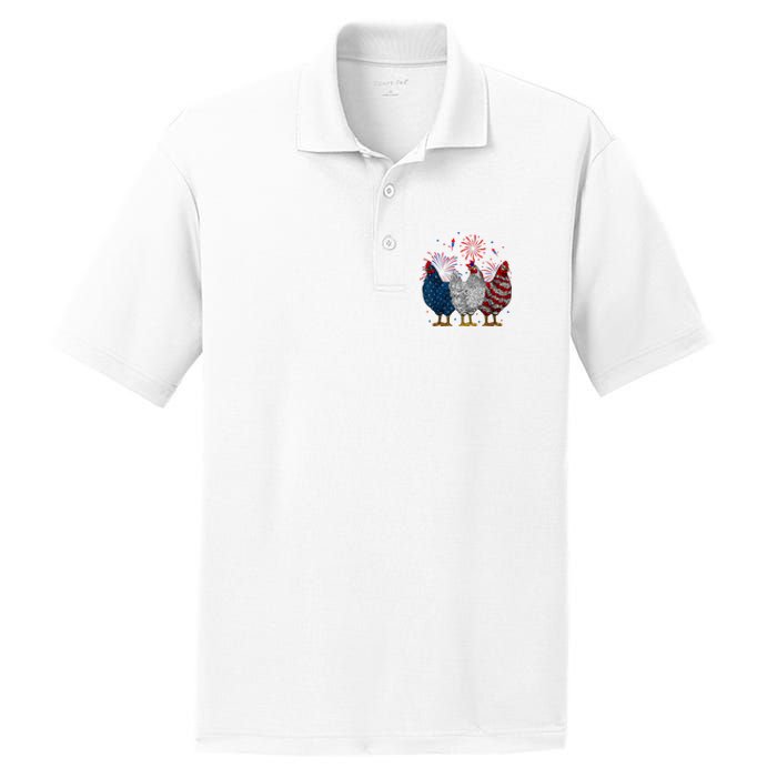 4th Of July Chicken Usa Flag Patriotic Chicken Lover Gift PosiCharge RacerMesh Polo