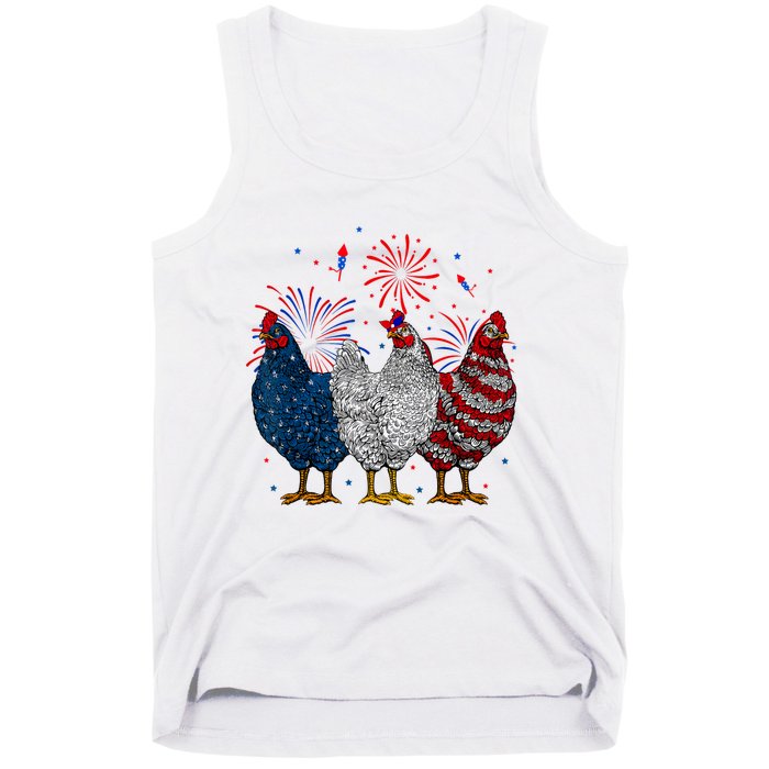 4th Of July Chicken Usa Flag Patriotic Chicken Lover Gift Tank Top