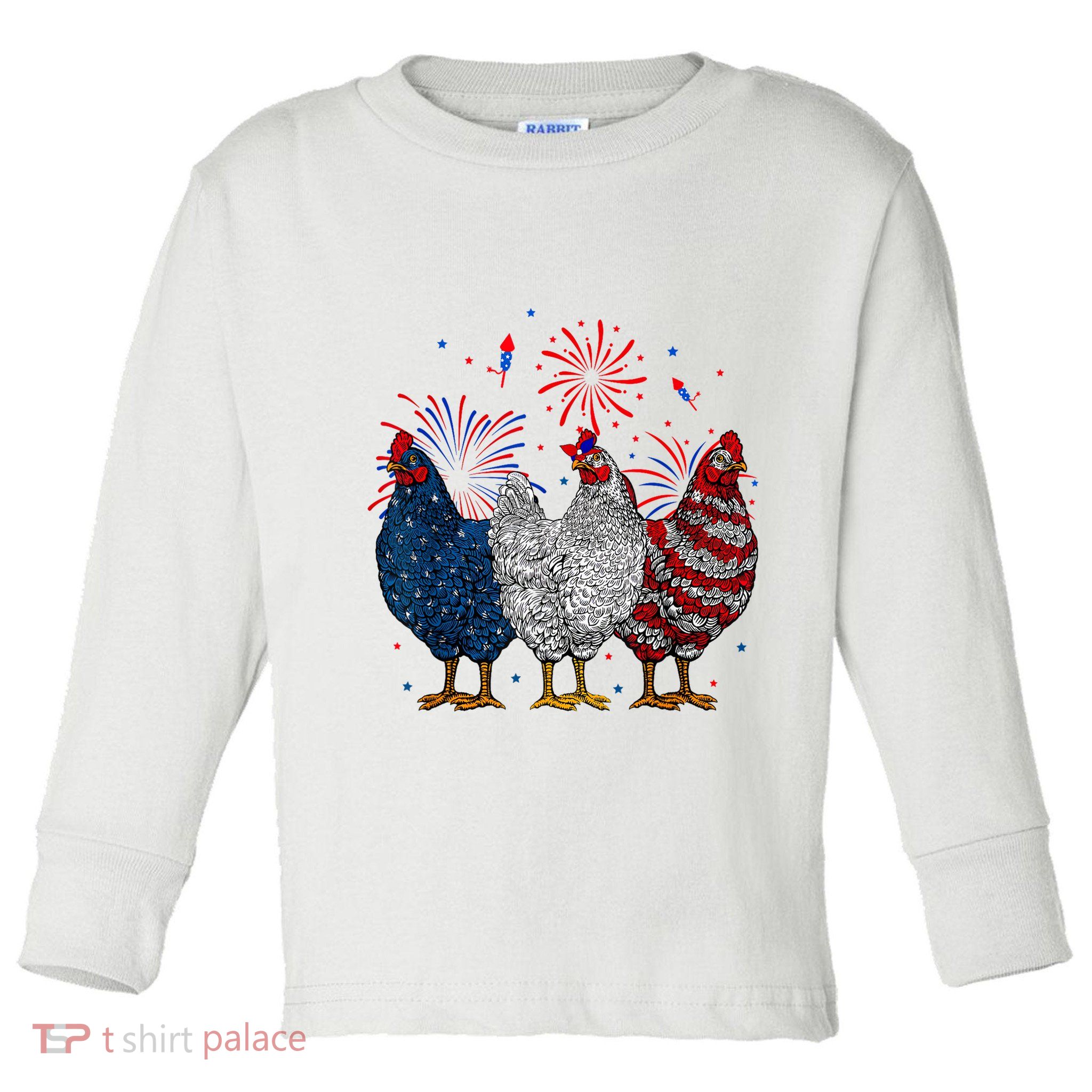 4th Of July Chicken Usa Flag Patriotic Chicken Lover Gift Toddler Long Sleeve Shirt