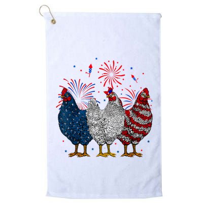 4th Of July Chicken Usa Flag Patriotic Chicken Lover Gift Golf Towel