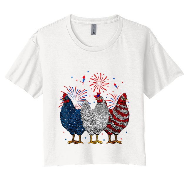 4th Of July Chicken Usa Flag Patriotic Chicken Lover Gift Crop Top