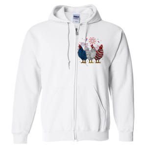 4th Of July Chicken Usa Flag Patriotic Chicken Lover Gift Full Zip Hoodie