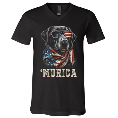 4th Of July Bald Eagle Mullet Murica Usa Dog Usa Merica V-Neck T-Shirt