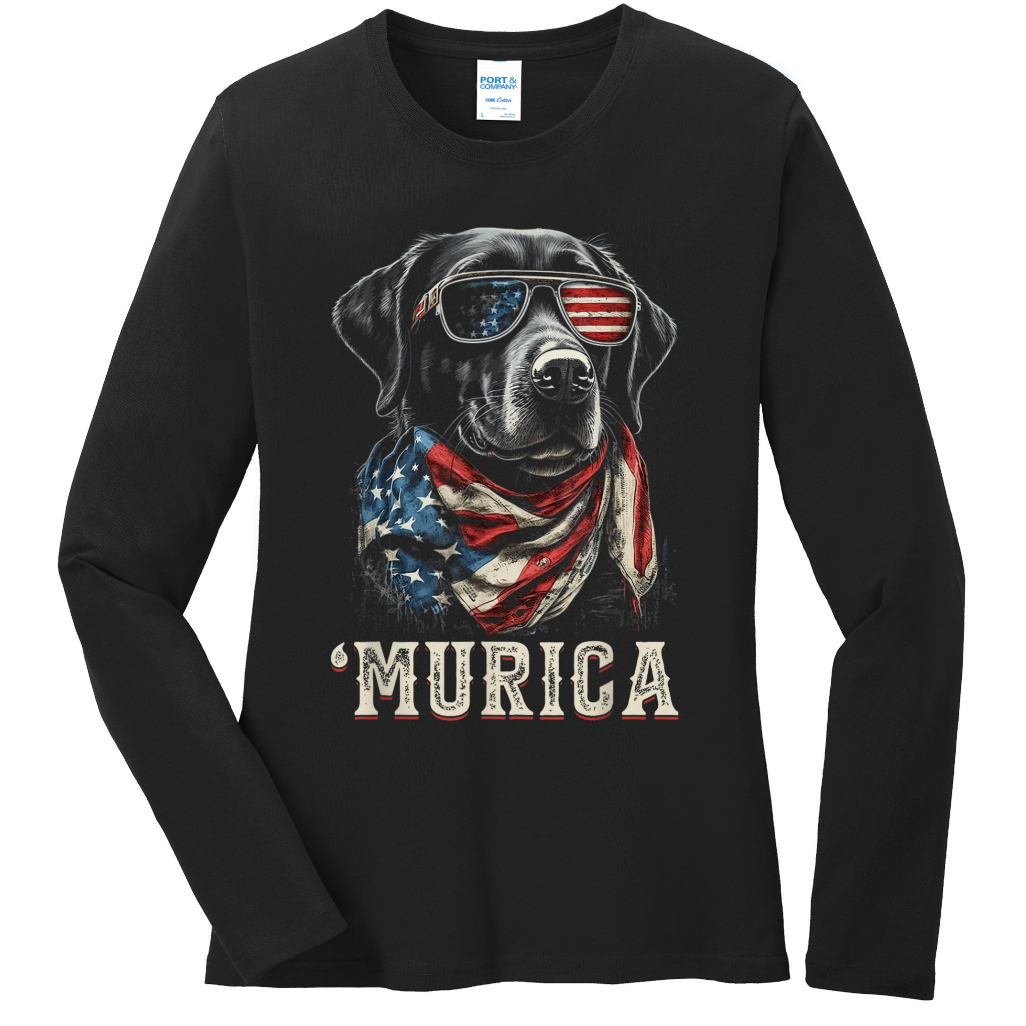 4th Of July Bald Eagle Mullet Murica Usa Dog Usa Merica Ladies Long Sleeve Shirt