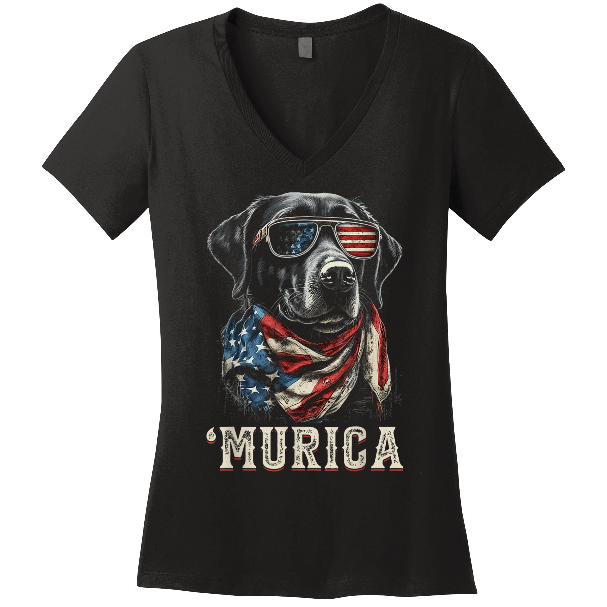4th Of July Bald Eagle Mullet Murica Usa Dog Usa Merica Women's V-Neck T-Shirt