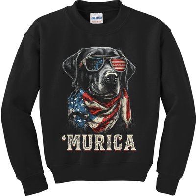 4th Of July Bald Eagle Mullet Murica Usa Dog Usa Merica Kids Sweatshirt