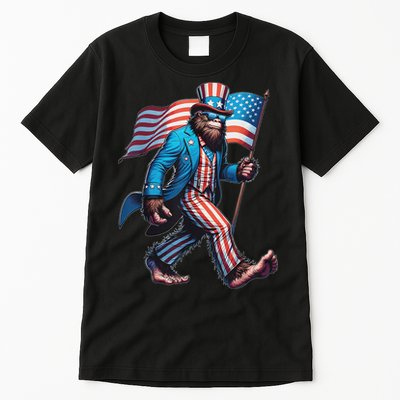 4th Of July Bigfoot Sasquatch Patriotic American Flag Tall T-Shirt