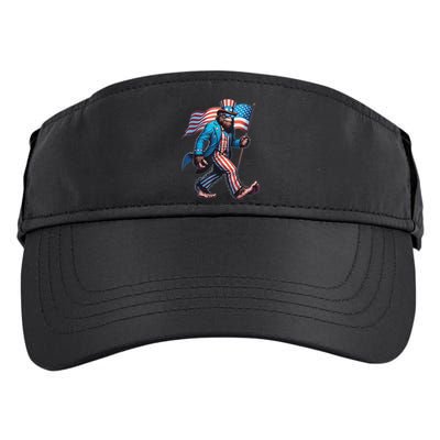 4th Of July Bigfoot Sasquatch Patriotic American Flag Adult Drive Performance Visor