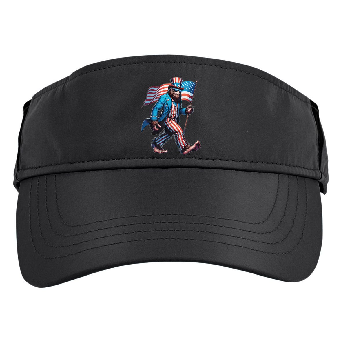 4th Of July Bigfoot Sasquatch Patriotic American Flag Adult Drive Performance Visor