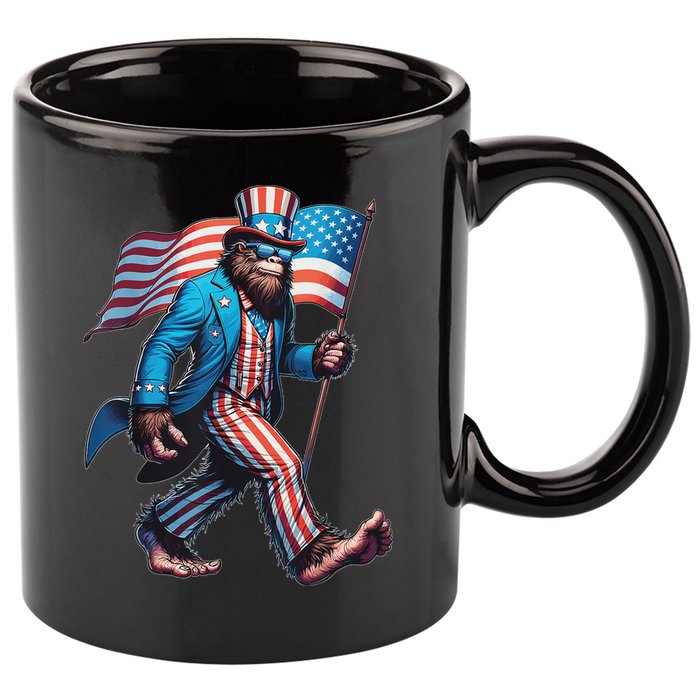 4th Of July Bigfoot Sasquatch Patriotic American Flag 11oz C Handle Ceramic Mug