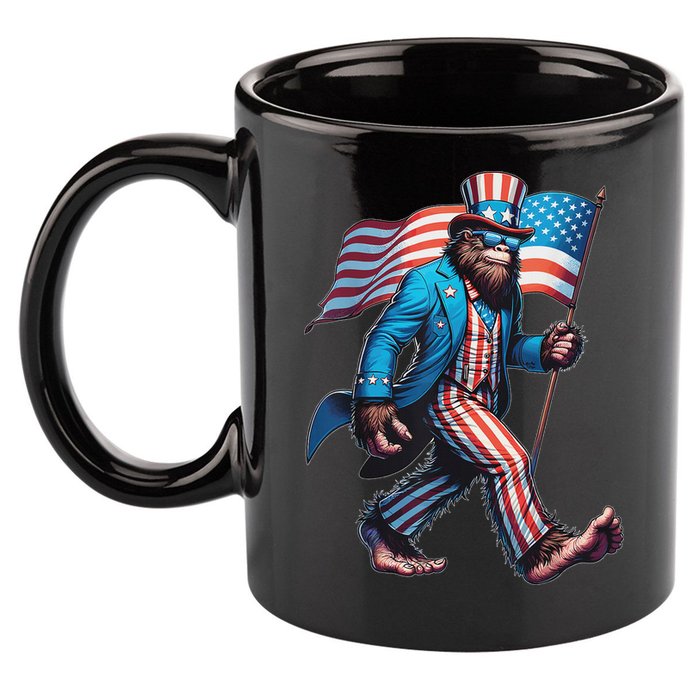 4th Of July Bigfoot Sasquatch Patriotic American Flag 11oz C Handle Ceramic Mug