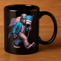 4th Of July Bigfoot Sasquatch Patriotic American Flag 11oz C Handle Ceramic Mug