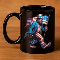 4th Of July Bigfoot Sasquatch Patriotic American Flag 11oz C Handle Ceramic Mug