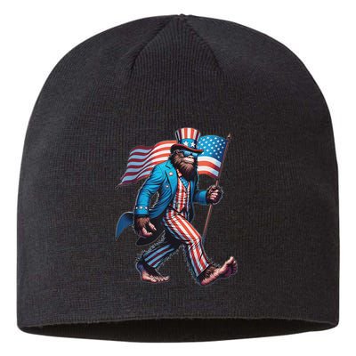 4th Of July Bigfoot Sasquatch Patriotic American Flag Sustainable Beanie