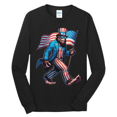 4th Of July Bigfoot Sasquatch Patriotic American Flag Tall Long Sleeve T-Shirt