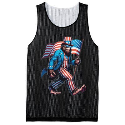 4th Of July Bigfoot Sasquatch Patriotic American Flag Mesh Reversible Basketball Jersey Tank