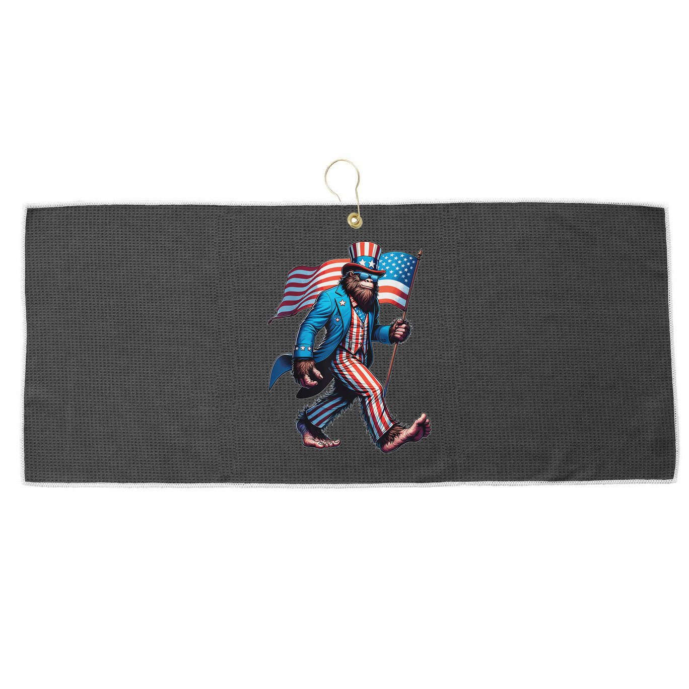 4th Of July Bigfoot Sasquatch Patriotic American Flag Large Microfiber Waffle Golf Towel