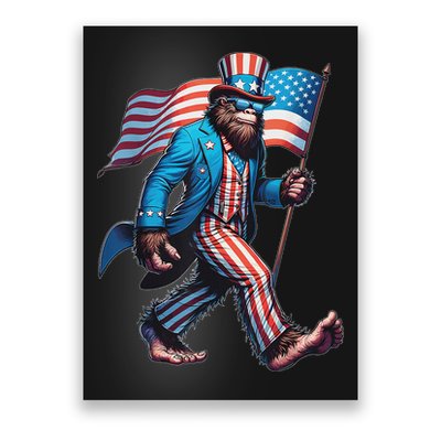 4th Of July Bigfoot Sasquatch Patriotic American Flag Poster