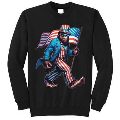 4th Of July Bigfoot Sasquatch Patriotic American Flag Tall Sweatshirt