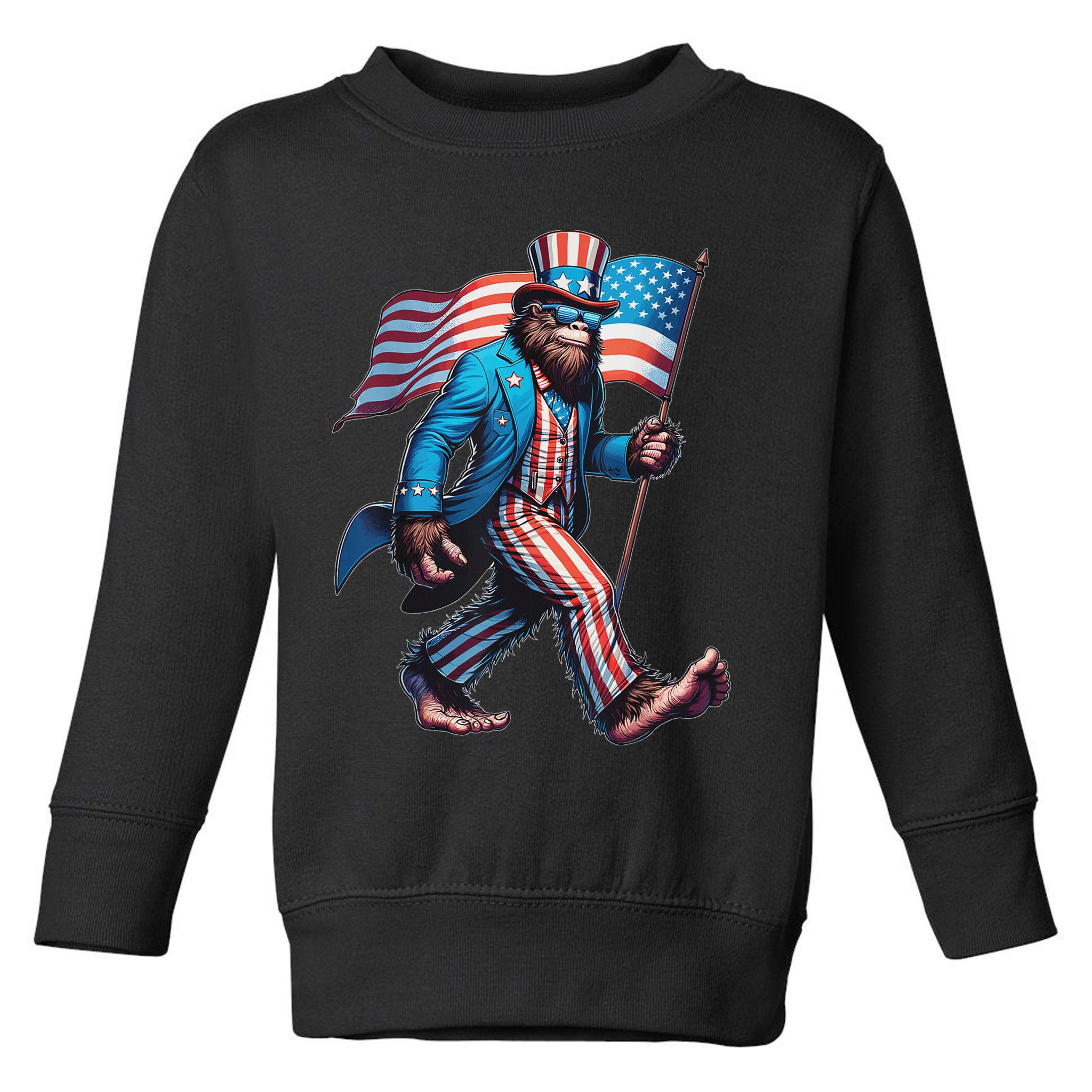 4th Of July Bigfoot Sasquatch Patriotic American Flag Toddler Sweatshirt