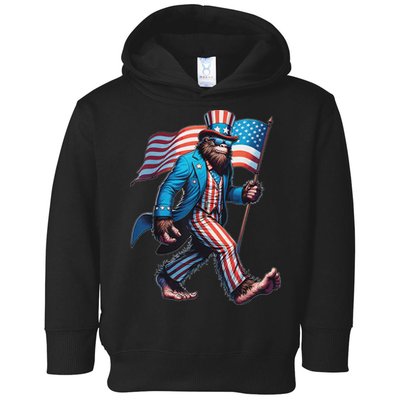 4th Of July Bigfoot Sasquatch Patriotic American Flag Toddler Hoodie