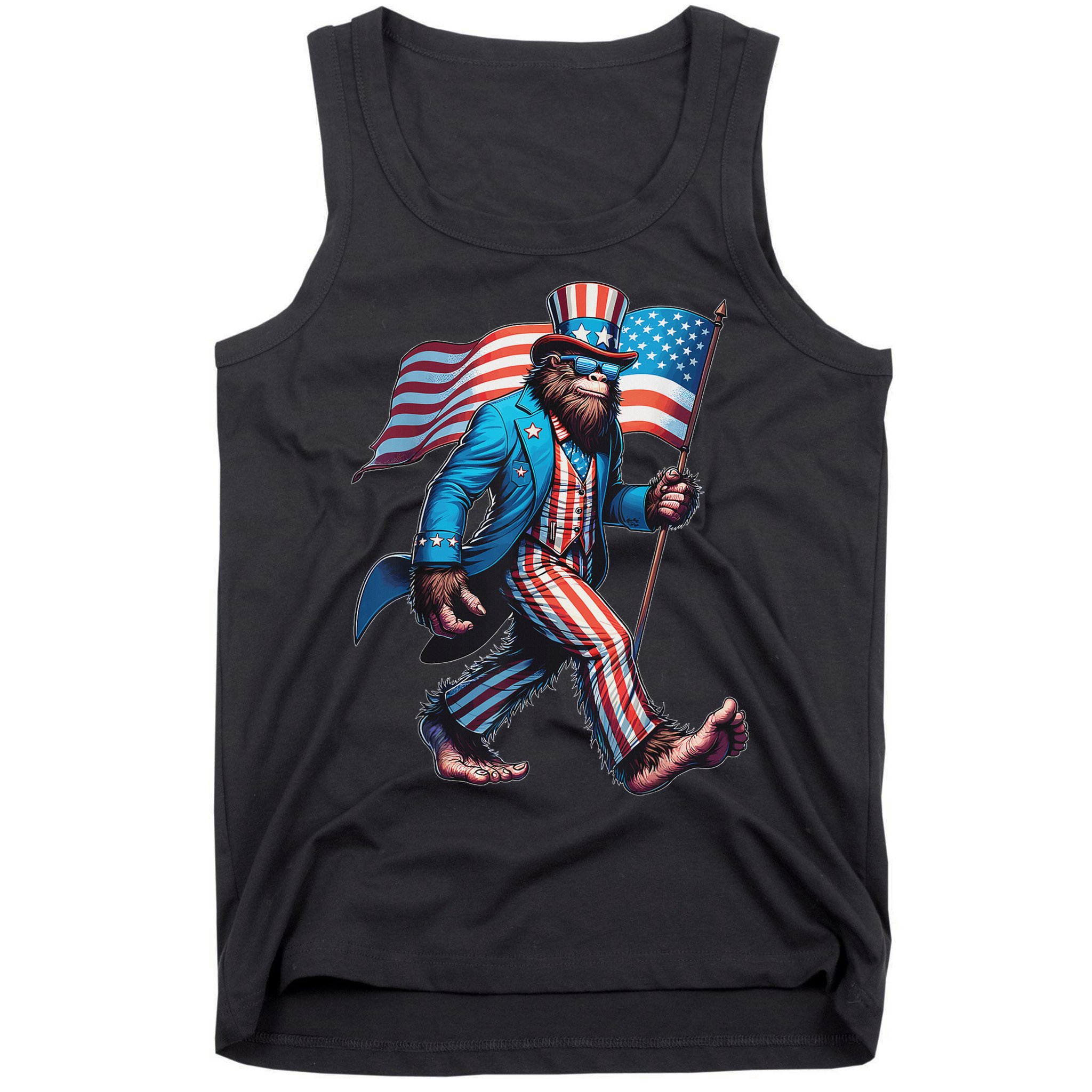 4th Of July Bigfoot Sasquatch Patriotic American Flag Tank Top