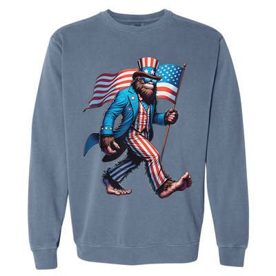 4th Of July Bigfoot Sasquatch Patriotic American Flag Garment-Dyed Sweatshirt