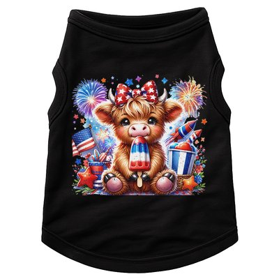 4th Of July Highland Cow Popsicle Firework Usa American Doggie Tank