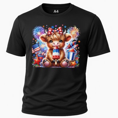 4th Of July Highland Cow Popsicle Firework Usa American Performance Shirt
