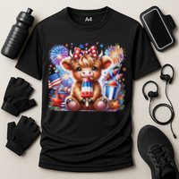 4th Of July Highland Cow Popsicle Firework Usa American Cooling Performance Crew T-Shirt