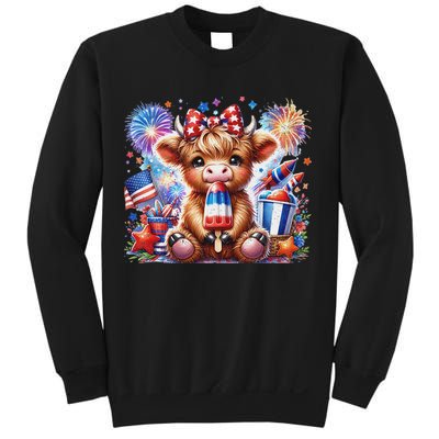4th Of July Highland Cow Popsicle Firework Usa American Sweatshirt