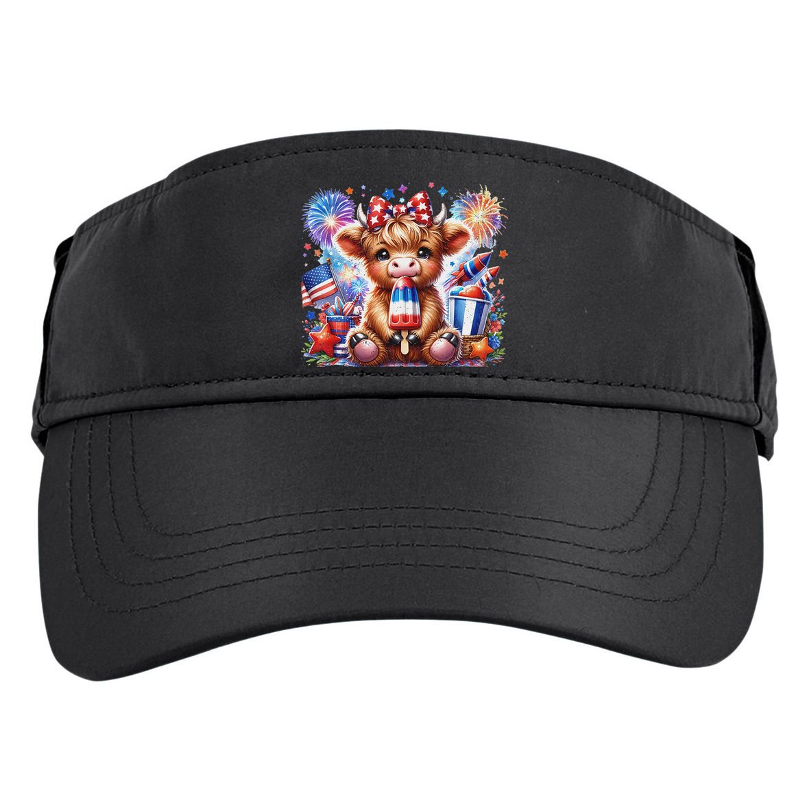 4th Of July Highland Cow Popsicle Firework Usa American Adult Drive Performance Visor
