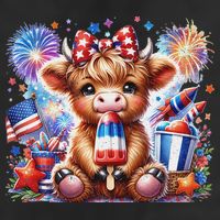 4th Of July Highland Cow Popsicle Firework Usa American 11oz C Handle Ceramic Mug