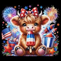 4th Of July Highland Cow Popsicle Firework Usa American Kids T-Shirt