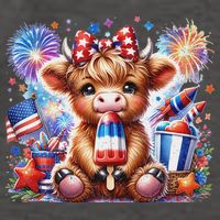 4th Of July Highland Cow Popsicle Firework Usa American Vector Backpack