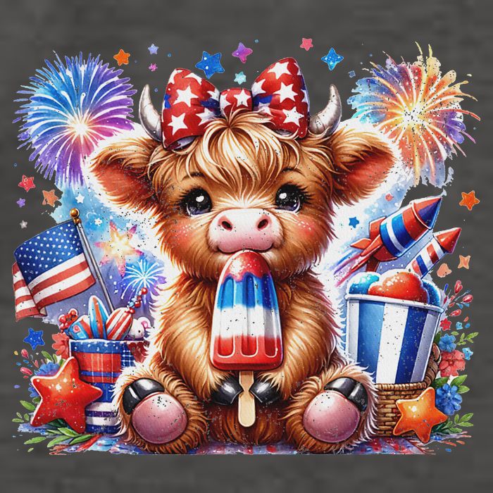 4th Of July Highland Cow Popsicle Firework Usa American Vector Backpack