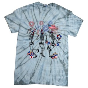 4th Of July Skellies Dancing Skeleton American Flag Great Gift Tie-Dye T-Shirt