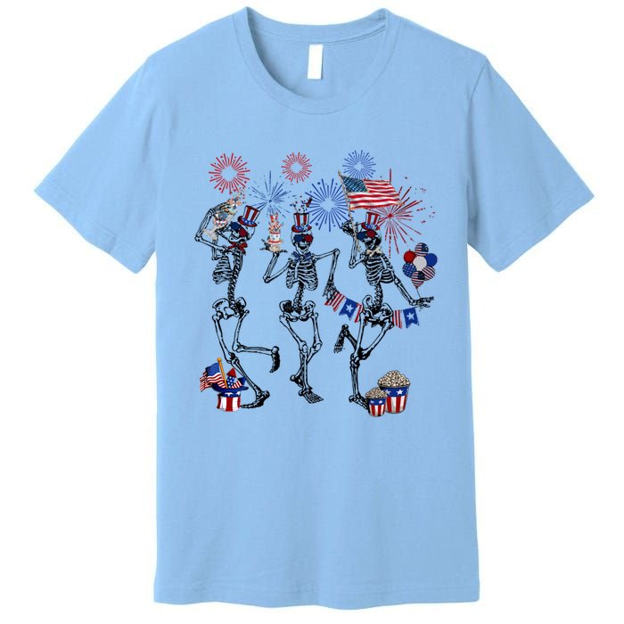 4th Of July Skellies Dancing Skeleton American Flag Great Gift Premium T-Shirt